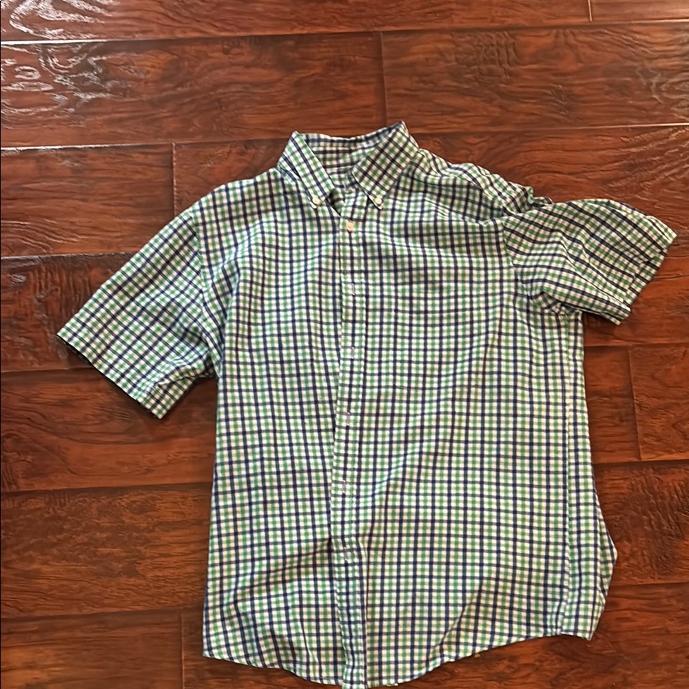Men's Green and Blue Checkered Dress Shirt